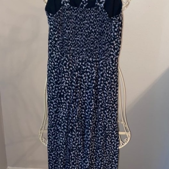 LOFT Navy Floral Print Sleeveless Jumpsuit - Picture 5 of 8